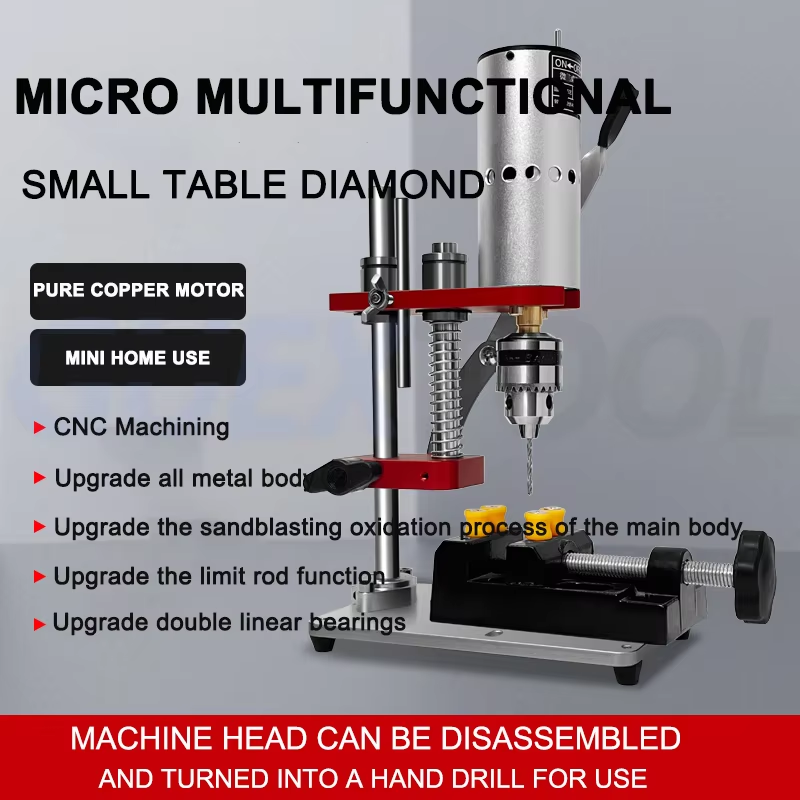 Mini taladro de prensa de CC, Micro taladro de banco B10, Portabrocas de 0,6-6mm, TALADRADORA DE BANCO portátil, Motor 775, Metal, Jade, madera, herramientas para manualidades DIY Perforación de pulido y pulido Pequeño