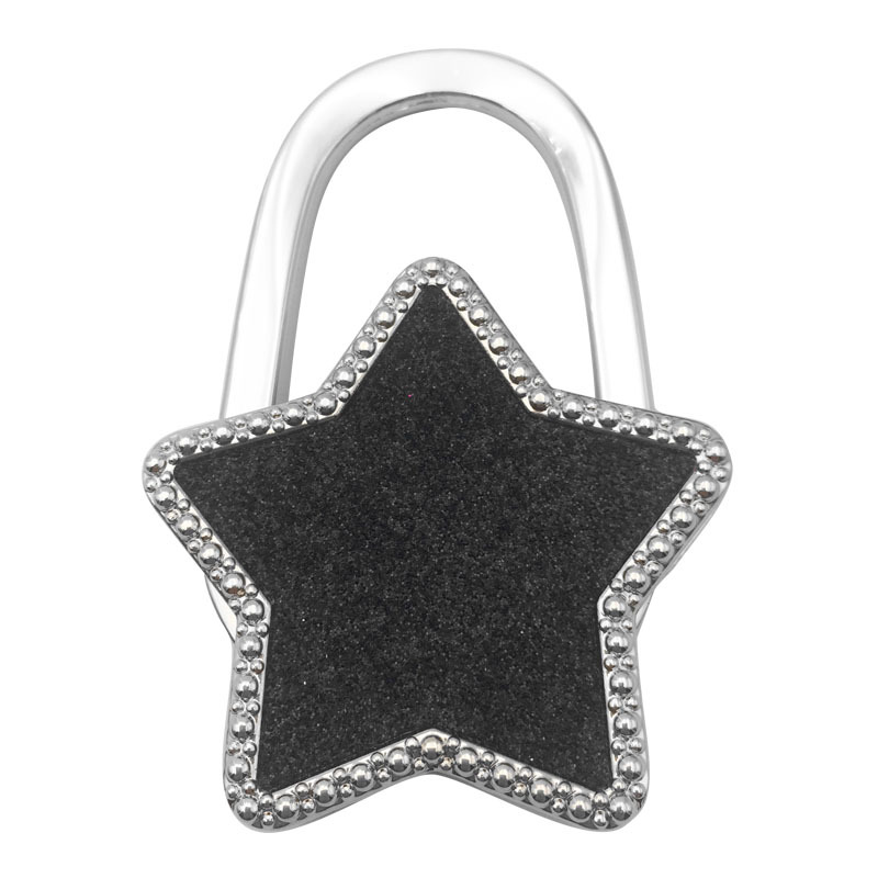 Gancho de bolso de mano portátil, colgador de bolsa plegable de escritorio, soporte de bolso, novedad, Star Degsin: Negro