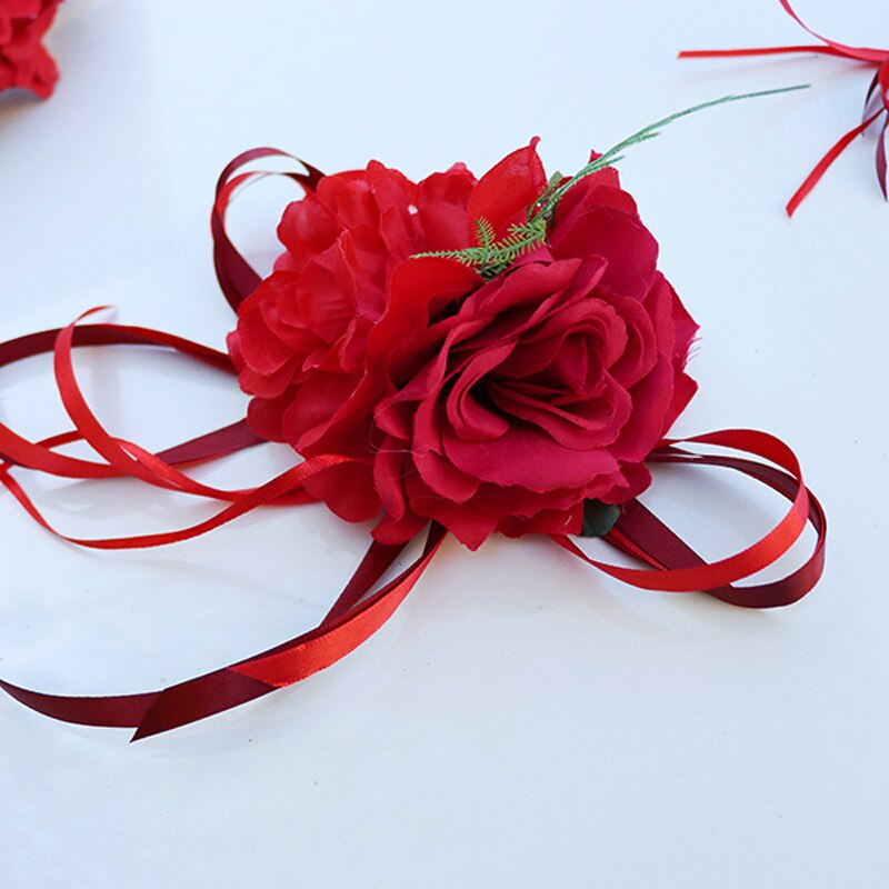 Zijden Lint Bloem Bruiloft Kunstbloemen Bridal Auto Spiegel Deur Decoratie REME889: YELLOW