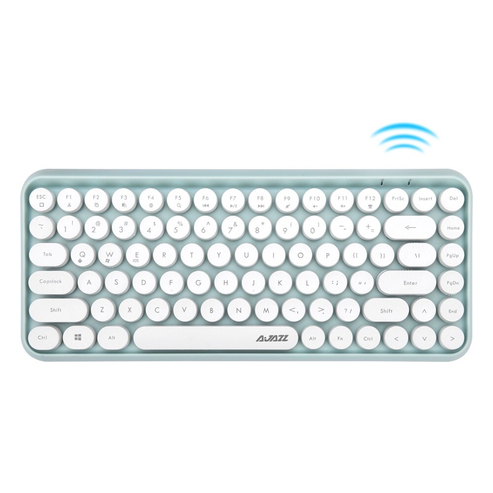 Ajazz-teclado inalámbrico 308i BT, tapa de tecla redonda, conexión de 10m BT, teclados de 84 teclas para PC y portátil de varios sistemas: Green