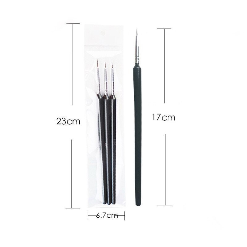 3 PCS Nail Painting Brushed Plastic Color Hook Line Pen Pull Flower Pen Drawing Line Fine Detail Use Personal