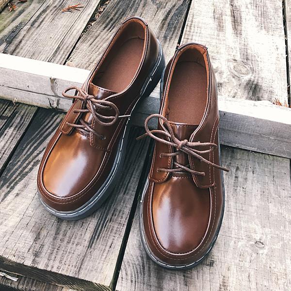 Casual Vrouw Schoen Womens Derby Schoenen Ronde Neus Alle-Wedstrijd Britse Stijl Mode Vrouwen Vrouwelijke Schoeisel Lederen Preppy: 2 / 39