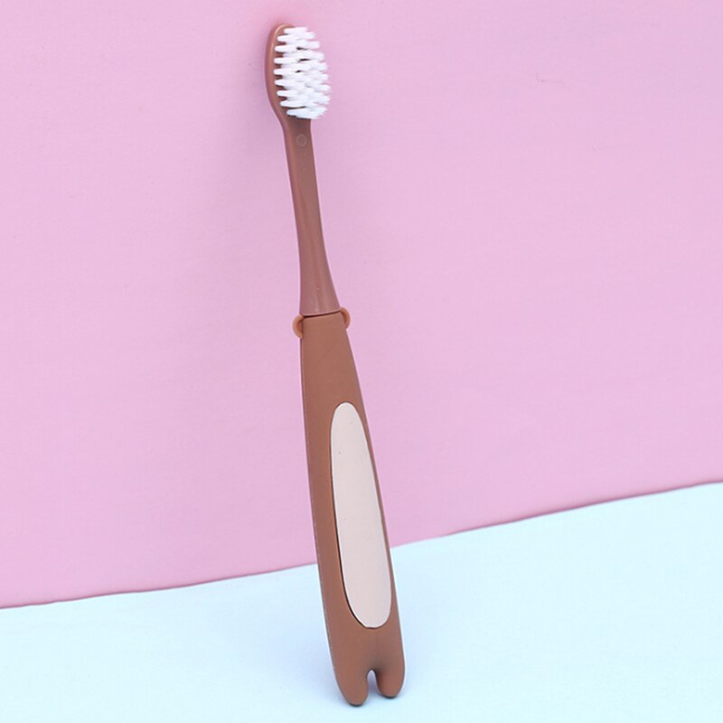Baby Soft-Bristled Toothbrush Cartoon Animal Tooth Cleaner Baby Kids Training Dental Care Child Teeth Brushes: brown