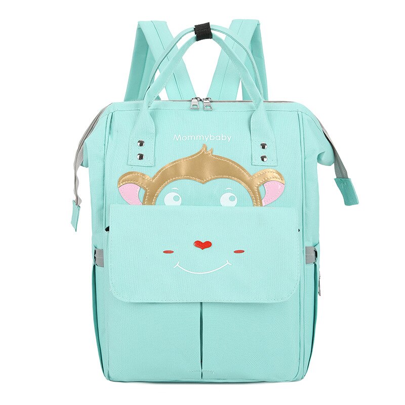 Grand sac à dos d'allaitement réglable grande capacité-Style travail sac de maman dessin animé sac de mère sac à couches multifonctionnel: Sky Blue Little Monkey