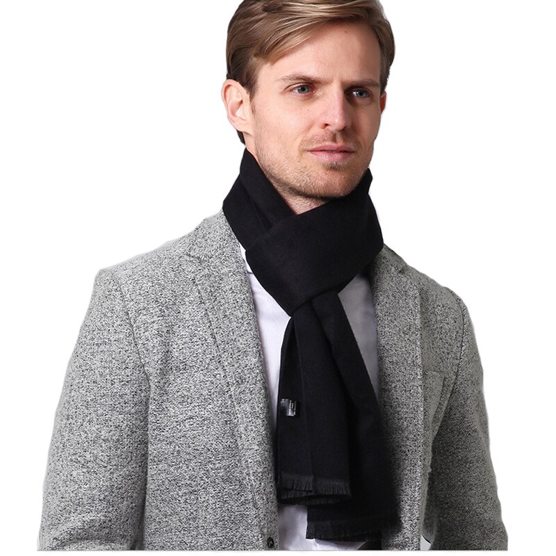 Novo inverno cachecol de caxemira homem negócios simples cor pashmina outono lã xales e envoltórios masculino alta qualidade manter cachecóis quentes