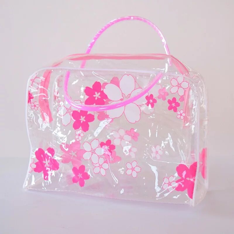 Bolsas organizadoras de plástico transparente para cosméticos, neceser de viaje informal para maquillaje, impermeable, artículos de aseo personal, almacenamiento de baño: Rosa