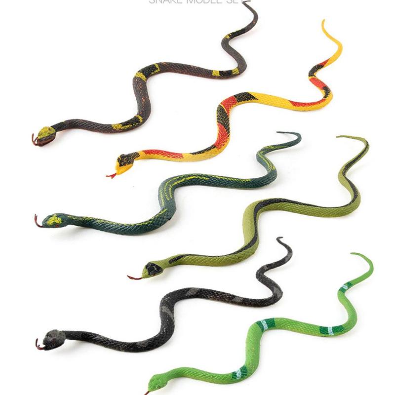 6pcs High Simulation Toy Plastic Snake Model Funny Scary Snake Kids Gag Prank Funny Favor Toys Halloween Prank Prop For Decor