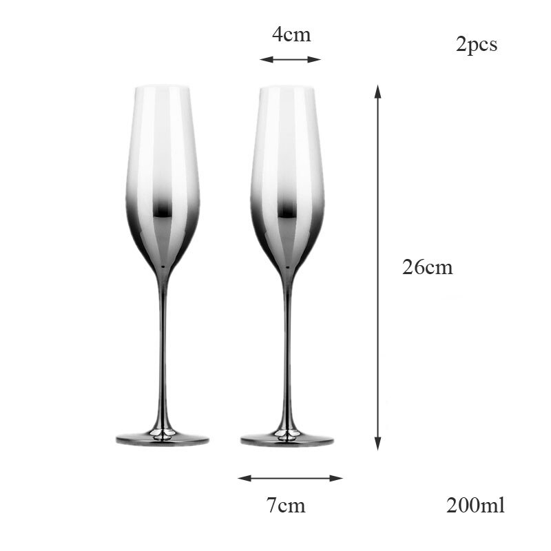 Copa de vino tinto galvanizado de , copa de cristal gris, copas de champán de cristal, vasos de de hotel, de boda: 2pcs 200ml cups