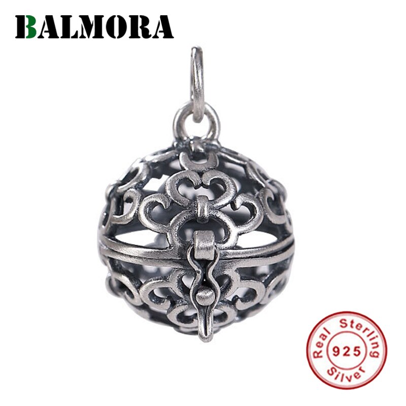 BALMORA Original 925 Reinem Silber Buddhistischen Anhänger Für Frauen Männer Jahrgang Amulett Hohl Beutel Anhänger Schmuck Ohne Kette