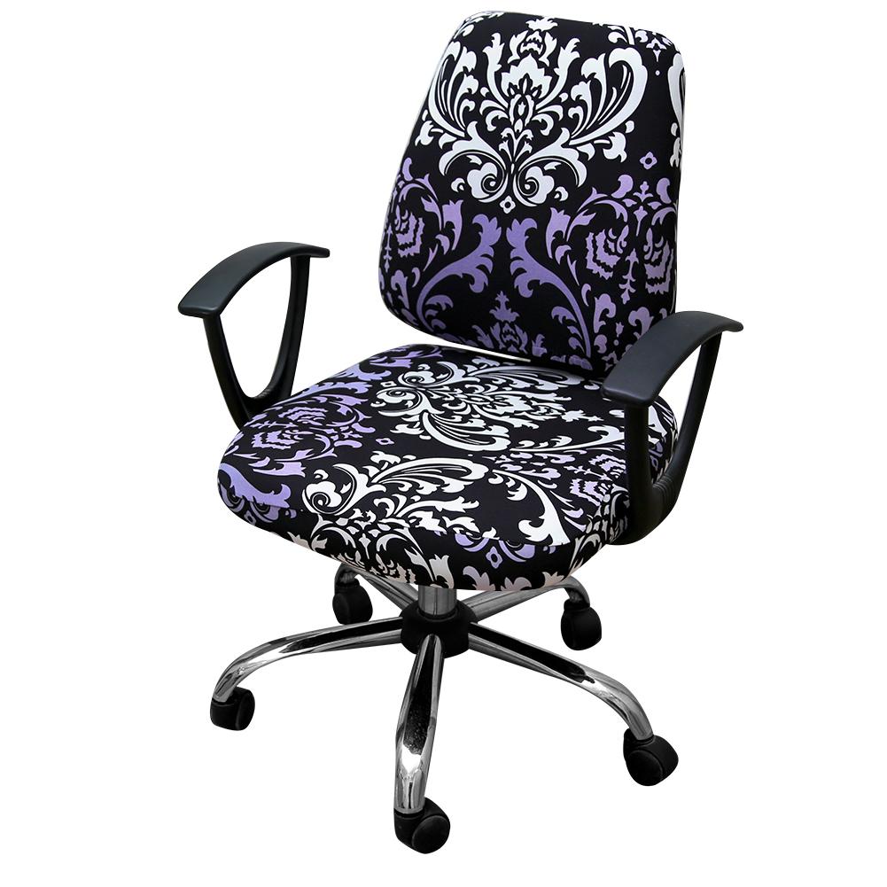 Housse de chaise d'ordinateur élastique extensible universelle couverture de chaise de bureau imprimée Spandex pour le dos et la Base de chaise de bureau d'étude à la maison: K