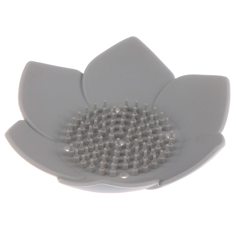 1 plato para escurrir jabón de silicona plato forma de loto Portable jabonera antideslizante bandeja de jabón Acc: Gris