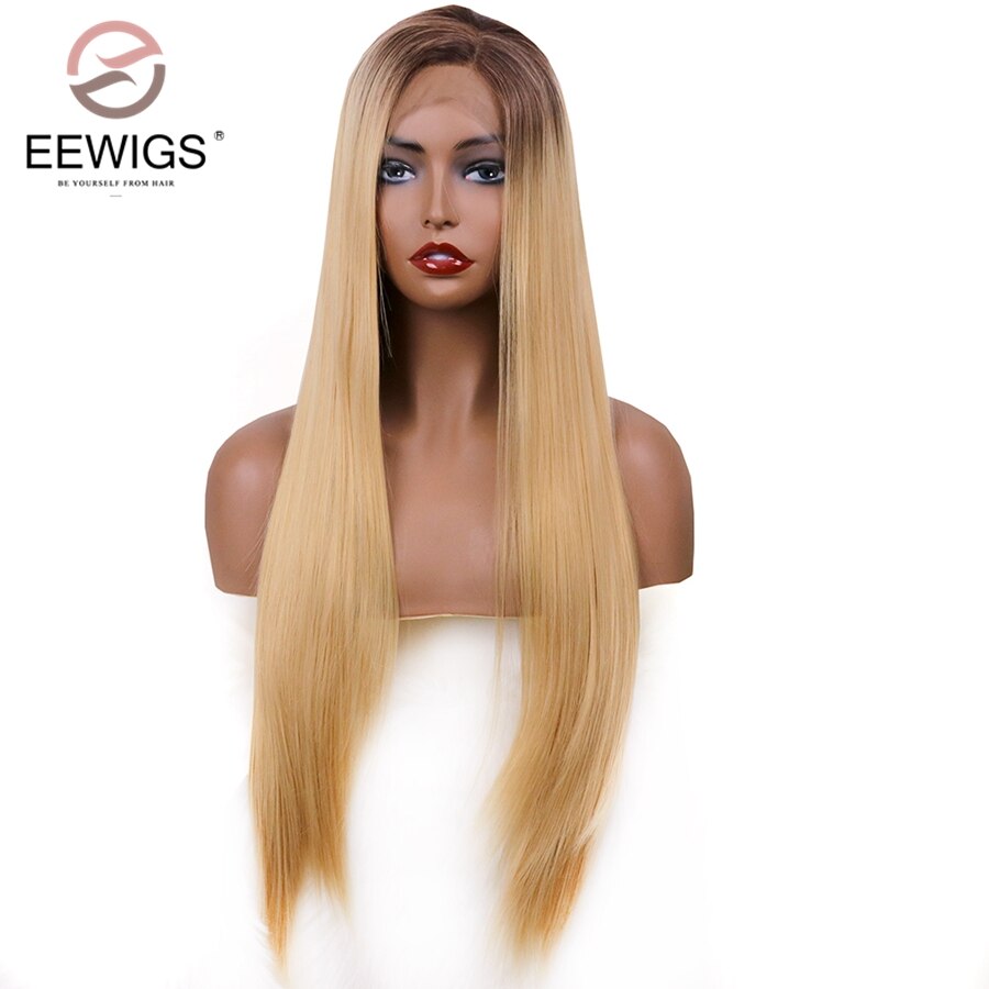 Eewigs Rose Roze Pruik Platina Blonde Synthetische Lace Front Pruik Met Korte Zwarte Wortels Lijmloze Lange Rechte Pruiken Voor Zwarte vrouwen