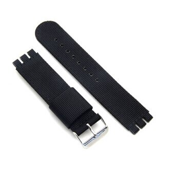 Ballistic Two Piece 19mm Nyon Watch Band Strap Nylon Watch Replacement for Swatch: Black