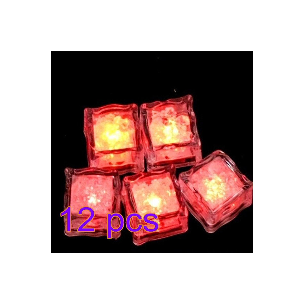 1/12Pcs Led Ijsblokjes Gloeiende Partij Bal Flitslicht Lichtgevende Neon Wedding Festival Kerst Bar Wijnglas decoratie Benodigdheden: 12pcs red