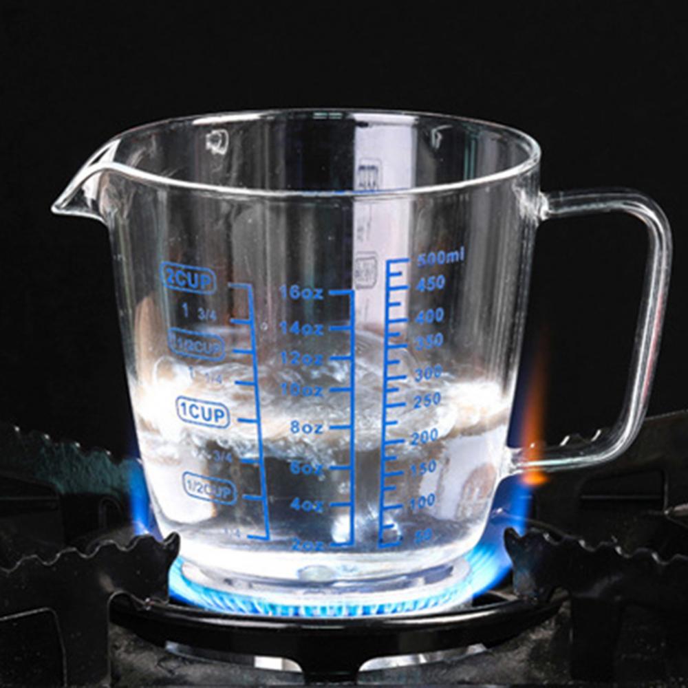 250ml/500ml Measuring Cup Transparent Heat Resisting High Borosilicate Glass Milk Water Scale Microwave Tool with Handle