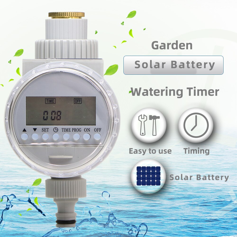 1PC Garden Solar Battery Powered Watering Timer Irrigation Solenoid Valve Controller Waterproof Automatic LCD Display Timer