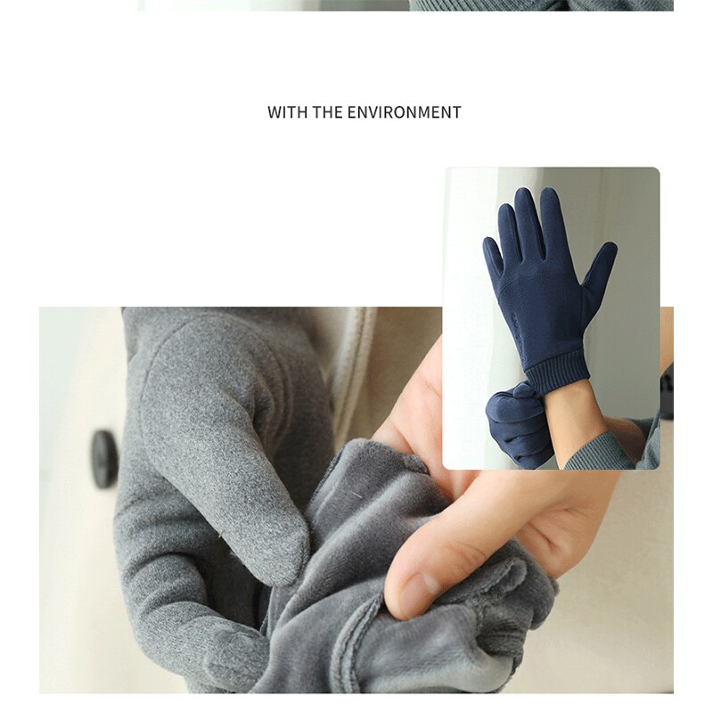 Mann Winter warm Halten Touchscreen Plus Samt Dünne Vlies draussen Radfahren Stock Handschuhe Einfache Weiche Fäustlinge