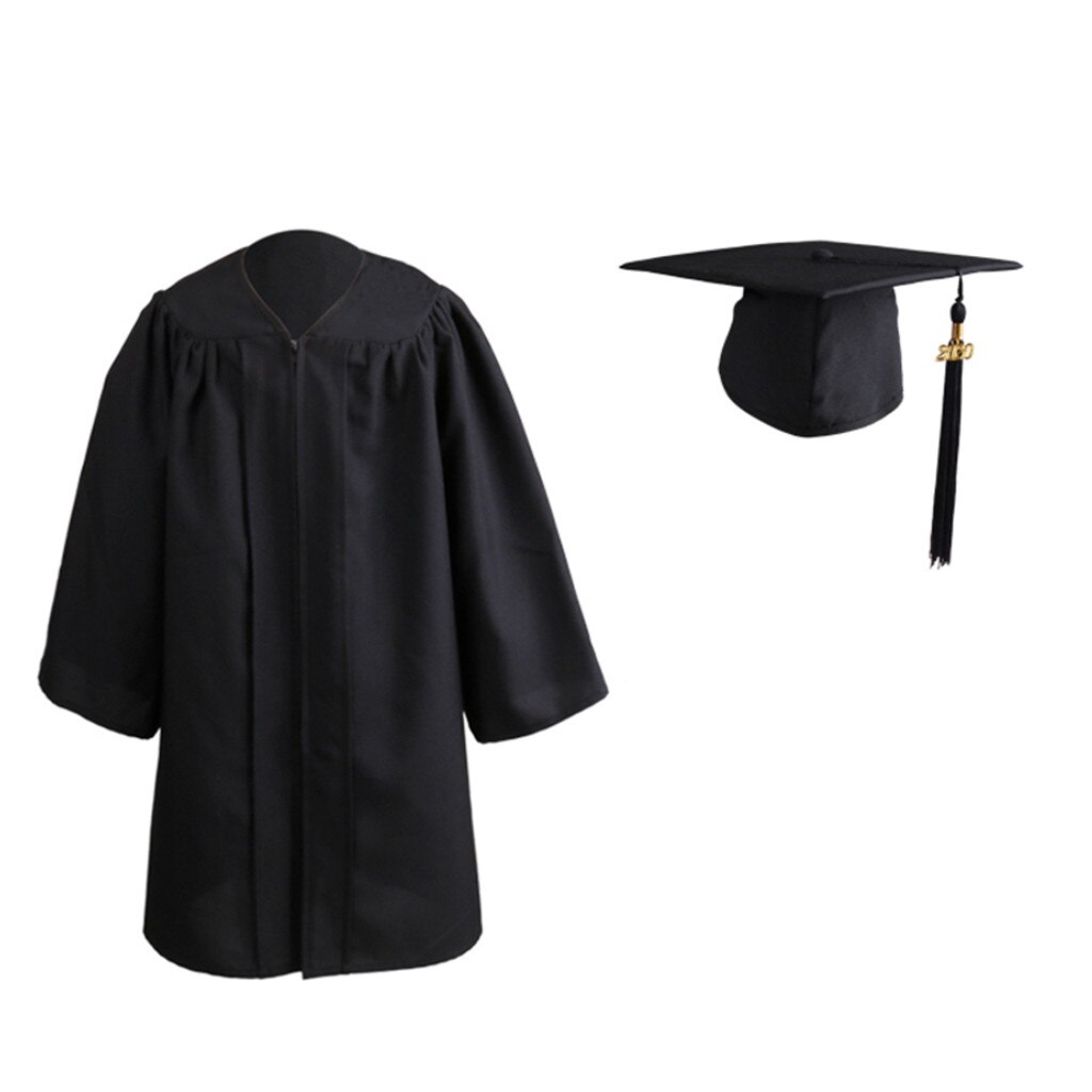 Afstudeerjurk en -pet voor kinderen, afstudeerjurk voor kleuters, kleuterschool, school, afstudeerjurk met kwastjesset: Zwart / 27