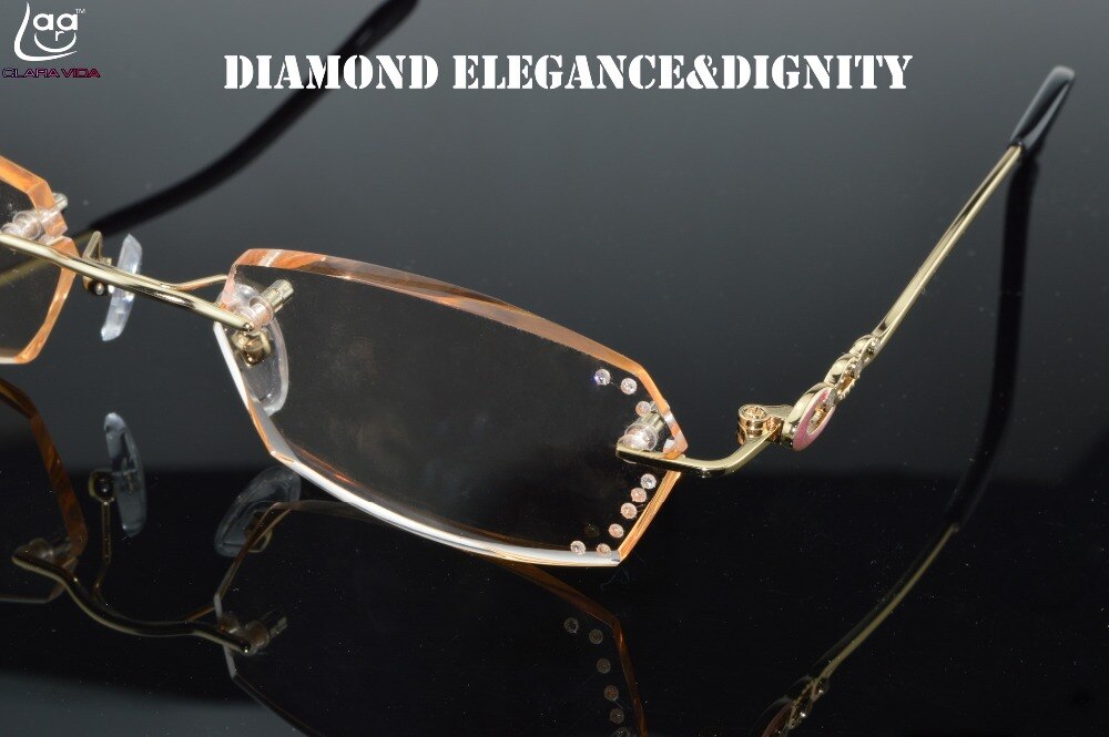 = CLARA VIDA = Dames HD Luxe Diamant Snijkanten Ultra Licht Randloze Leesbril Met Case + 1 + 1.5 + 2 + 2.5 + 3