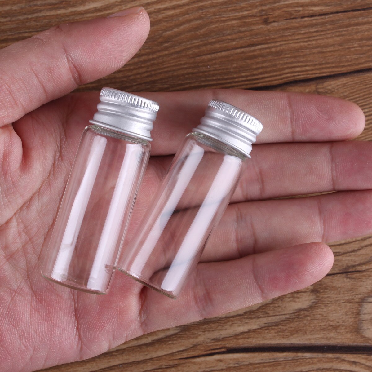 10 piezas de botellas de vidrio de 5ml/6ml/7ml/10ml/14ml/18ml/20ml/25ml/30ml con tapas de aluminio, Mini tarros de vidrio pequeños, 9 tamaños, selección en U