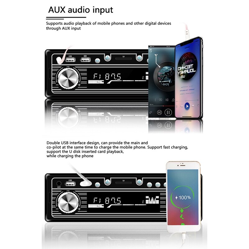 Retro Autoradio One Din Car Radio Car Audio Bluetooth MP3 Player Bluetooth Handfree USB/TF Car Stereo Radio ISO