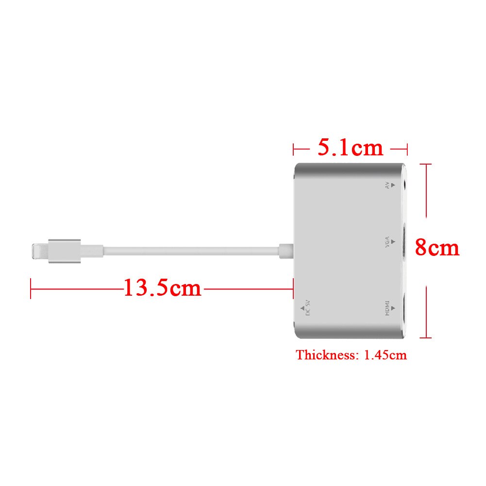 MXHXM For Lightning to HDMI VGA Mobile HD Multi-Monitoring Device with Audio Sync for iPhone/iPad