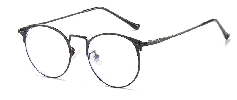 Large Retro Round Blue Filter Glasses Clear Lens Metal Frame Eyewear Optical Spectacles Eyeglasses arrow Blue Light Glasses: black