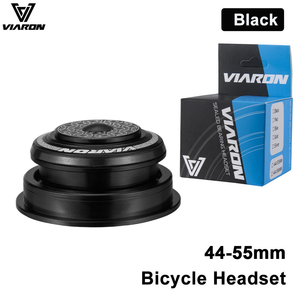 VIARON MTB Bicycle Headset 34/44/52/55/56mm CNC 1 1/8" 28.6 Spinal Canal/Straight Tube Fork Internal Mountain Road Bike Headset: Light Grey