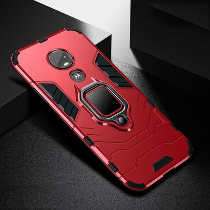 Coque d'armure antichoc pour Motorola Moto G7 souple TPU + Coque arrière PC sur Moto G7 Plus G7plus Coque accessoire pour Moto G7 Play Fundas: Moto G7 Play / Red