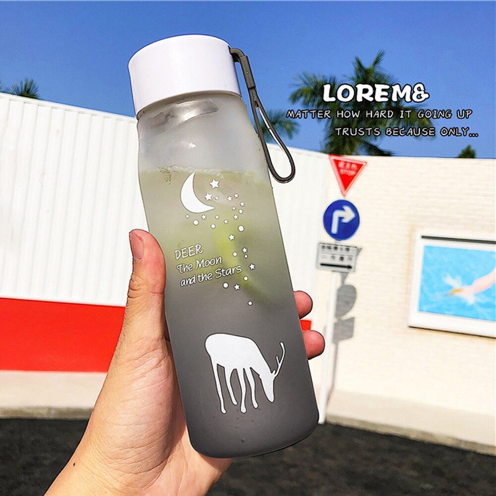 560Ml Sport Water Fles Plastic Draagbare Drinkbeker Meisje Lekvrij -Proof Shaker Mok Water Reizen fles: grey