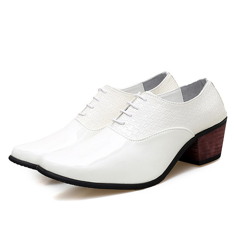 Mens Pointed Toe Dress Shoes Wedding Shoes Luxury Height Increase Patent Leather Office Shoes Formal Shoe