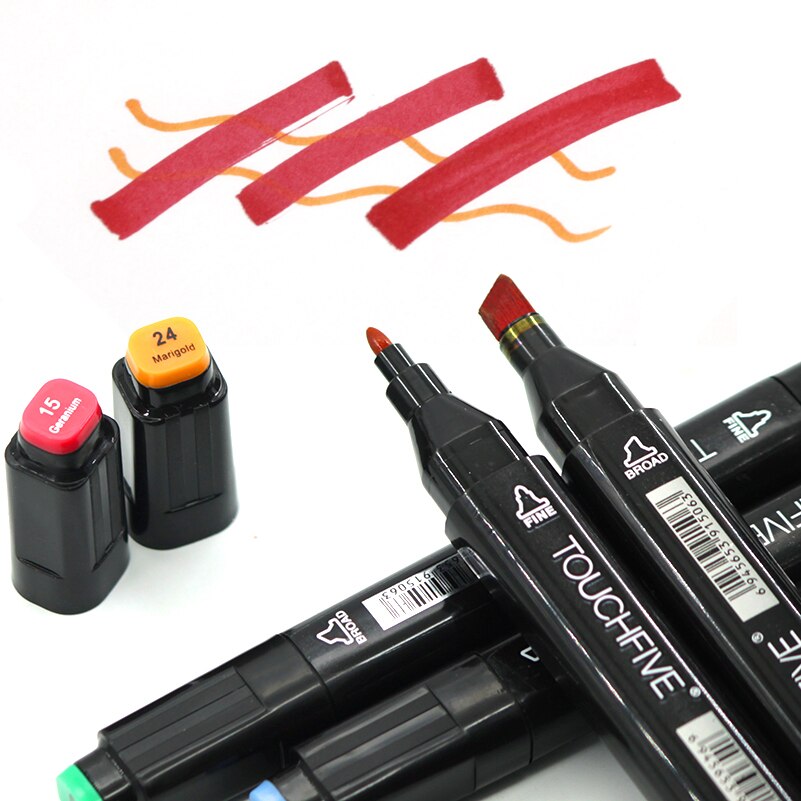 TouchFive 12/24/36/48/80/168 Couleurs Noir Corps Dessin Marqueur Stylos Alcool Double Dirigé Conseils pour Manga dessin Marqueur