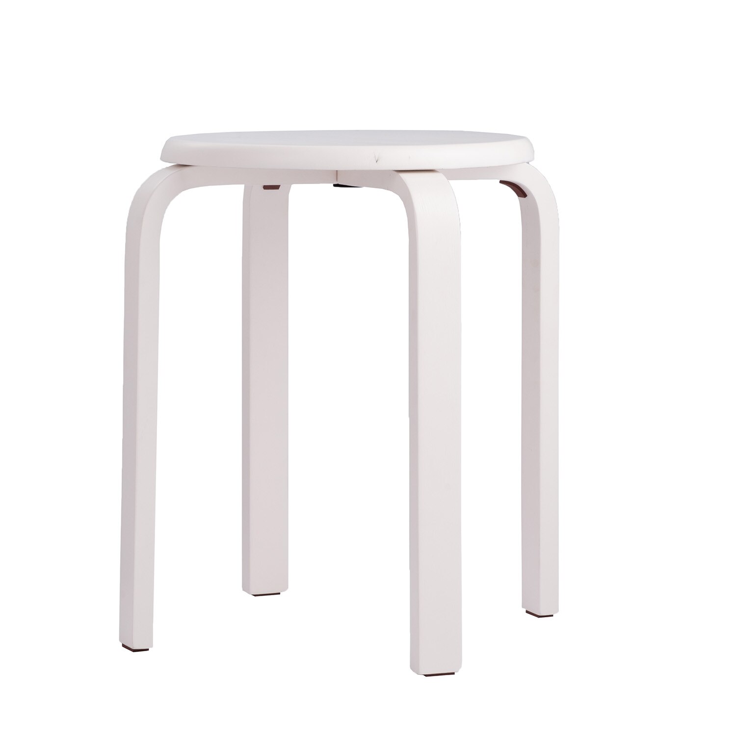 Modern K/D Rubber Wooden Stools Practical Round Stacking Living Room Stool Kitchen Small Chair for Home/Restaurants/Hotel/Bar: White
