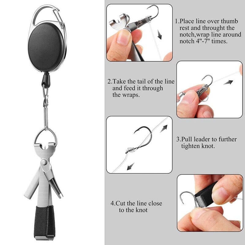 Fishing Quick Knot Tying Tool Includes 4 in 1 Fly Line Clippers with Retractor Combo Fly Fishing Line Clippers