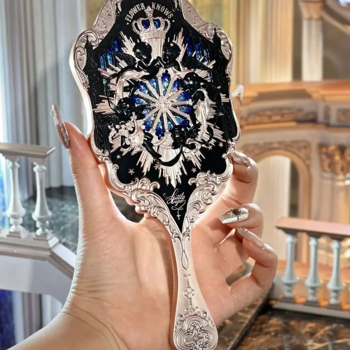 Flower Knows Mirror Moonlight Mermaid Collection Handheld Mirror Limited White Blue Pink Chocolate Fairy Mirror: MULTI