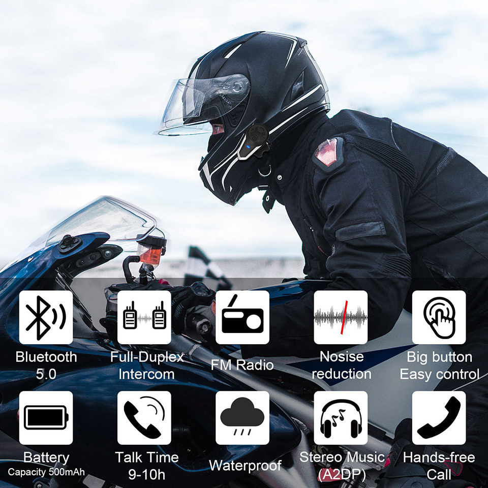 BT-S3 Bluetooth casque de moto Interphone casque casque BTS3 système de Communication de moto avec Radio FM pour 3 coureurs