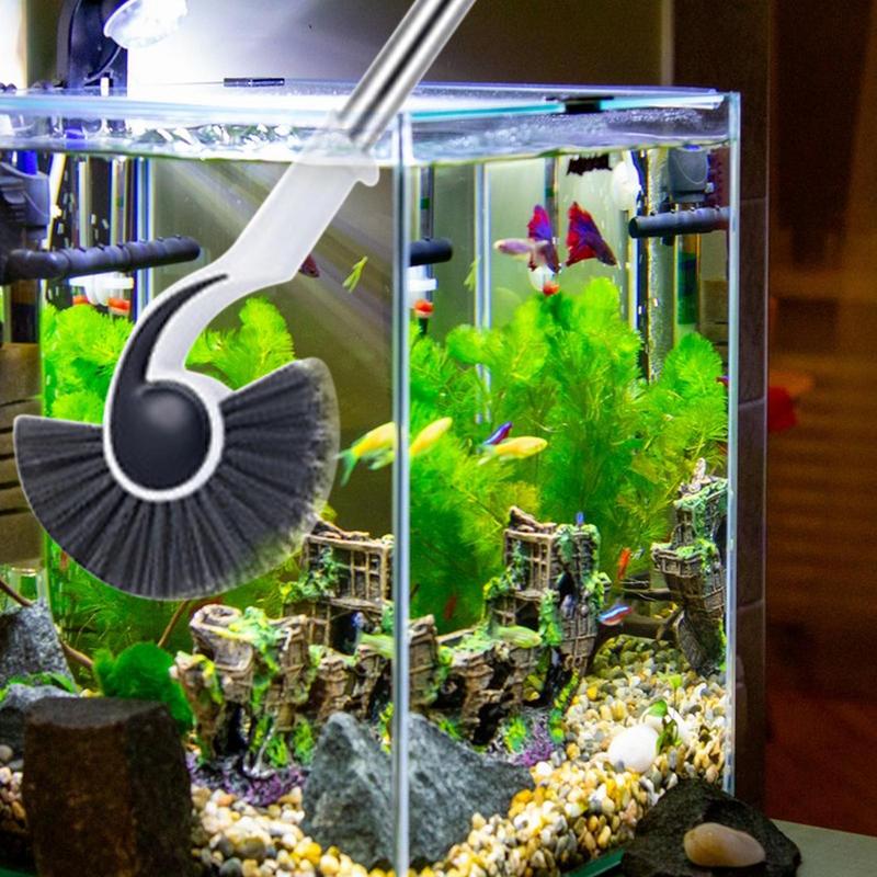 Rengjøringsverktøy for fisketanker, langt skaft, skrubber for fisketanker, akvariebørste, rengjøringsmiddel for glassakvarier og kjøkken