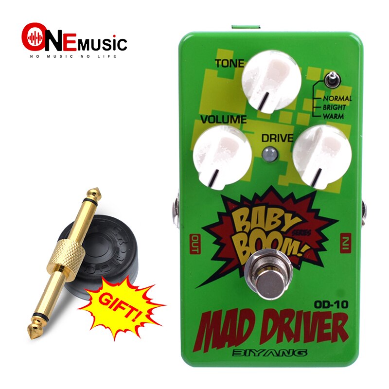 Pedal de guitarra eléctrica con pedal Biyang OD-10, Baby Boom, Mad Drive, Overdrive, 3 modos de efecto de energía