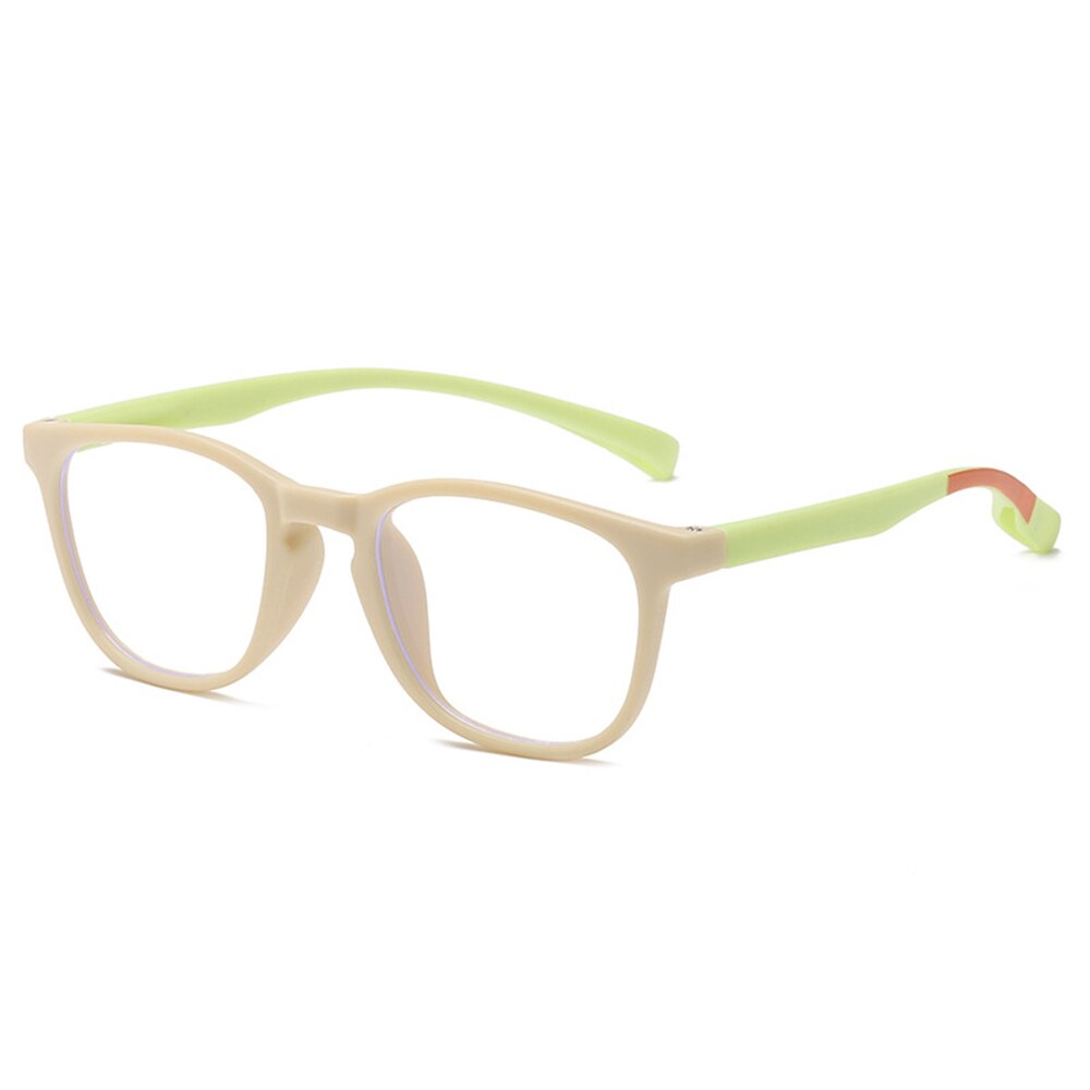 Fs blå lys blokerende briller børn  tr90 fleksible ultralette spil anti blå lys briller til dreng pige sød beige grøn ramme: C4