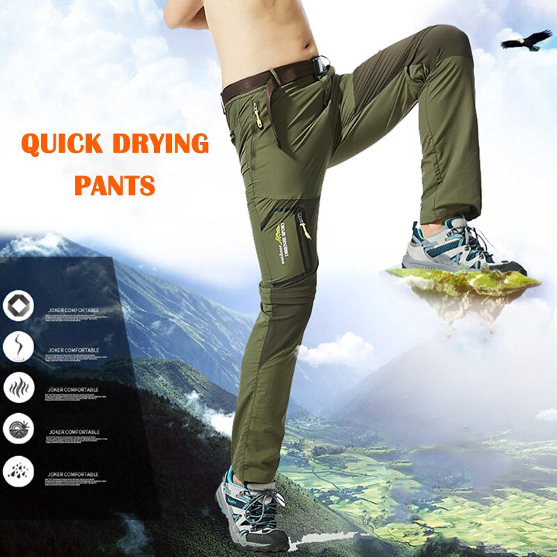 Pantalones con cremallera para hombre, pantalón de secado rápido, al aire libre para verano, escalada, senderismo, WHShopping