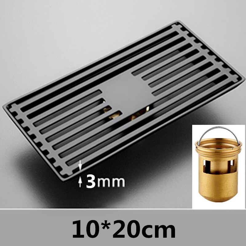 Thickened Stainless Steel Floor Drain Solid Large Displacement Strip Bathroom Hotel Rectangular Floor Drain: deep water B