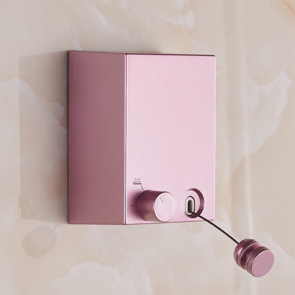 4.2M Telescopic Stainless String Invisible Clothesline Clothes Hanger Balcony Clothesline Hotel Wall Hanging Clothes Line: Pink