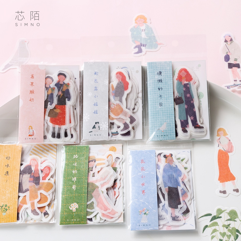 30pcs/lot Kawaii Girls Flowers Stickers Set Scrapbooking Stickers For Journal Planner Diy Crafts Scrapbooking Diary