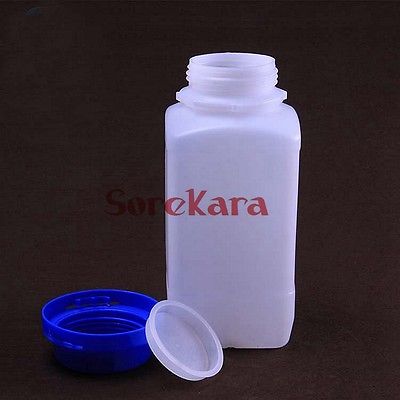 5 x 500ml White plastic Bottle Reagent Bottle Sample Vials Plastic Lid Blue Screw Cap Screw On Cover