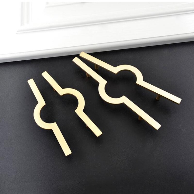 Poignée de meuble demi-lune en alliage de Zinc doré brossé, moderne et Simple, idéale pour placard de cuisine ou tiroir