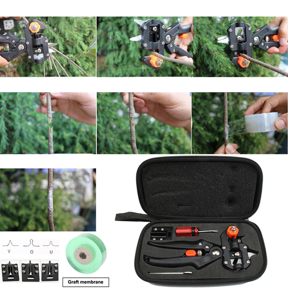 2 Blades Grafting machine Garden Tools Chopper Tree Grafting Tools Secateurs Scissors grafting KIT Cutting Pruner with membrane