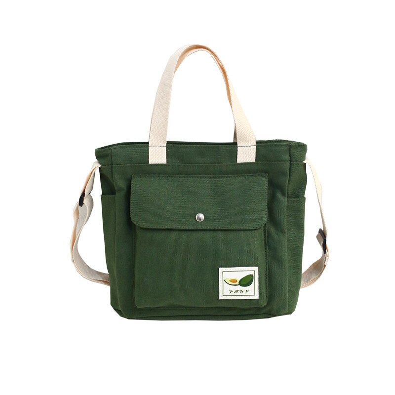 feminina femmes sacs à main fourre-tout en toile de coton pliable recyclable sac à bandoulière Messenger femme jeunesse loisirs seau sac fille: 01 Green
