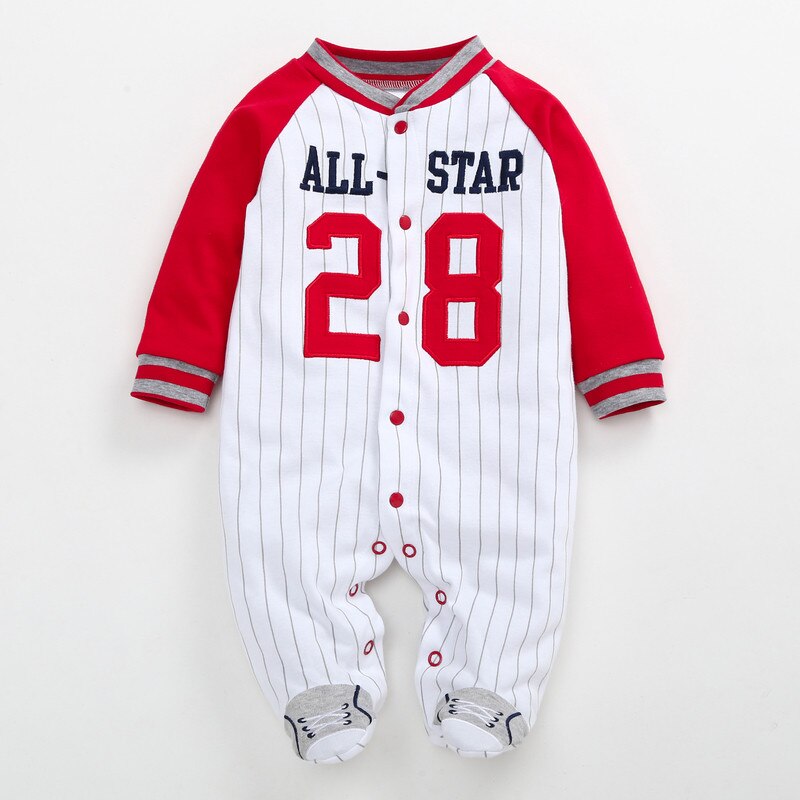 Baby Boy Baseball Romper Pasgeboren Footies Bebe Body Pak Baby Boy Kleding Jumpsuit 2022 Krijgen Een Gratis 30: Rood / 12m