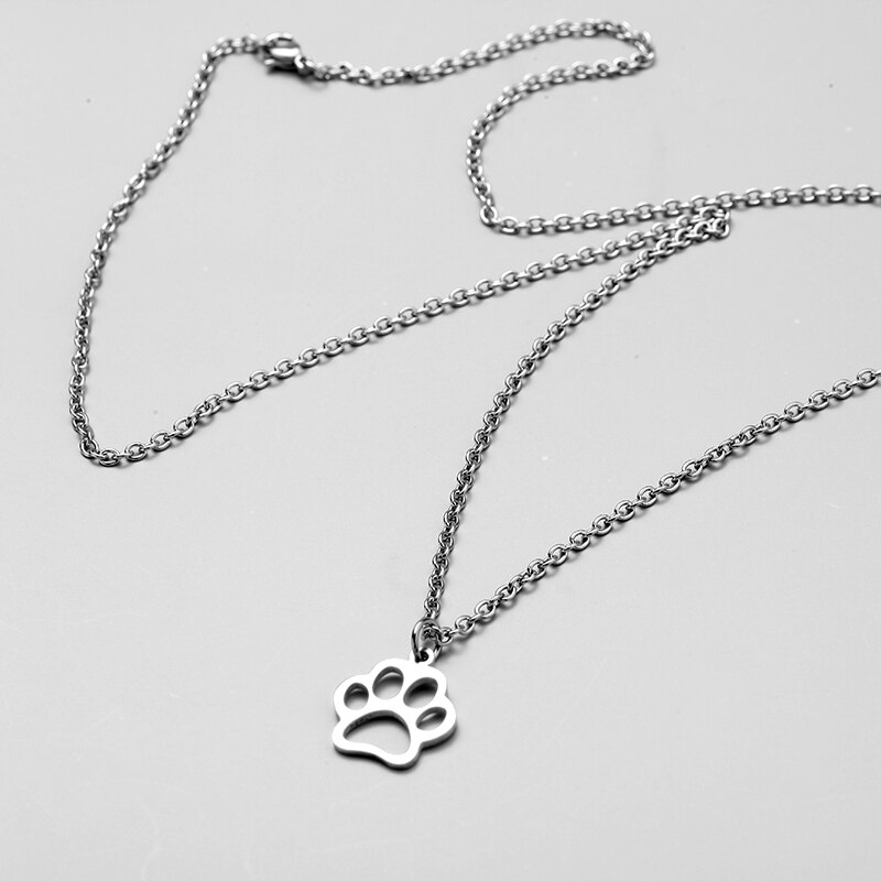 men necklace women chain stainless steel Necklace Women Men Simple Long Chain dog footprints pendant Necklace jewelry