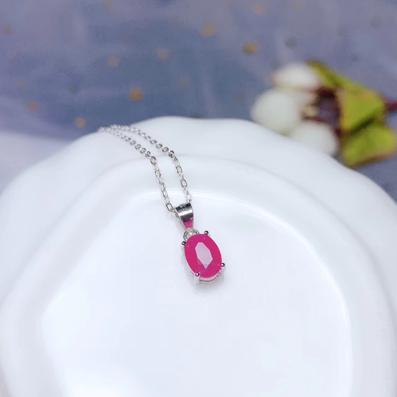 CoLife Sieraden Ruby Hanger voor Dagelijks Dragen 5mm * 7mm IK Grade Natuurlijke Robijn Zilveren Hanger 925 Zilver ruby Sieraden voor Office Vrouw